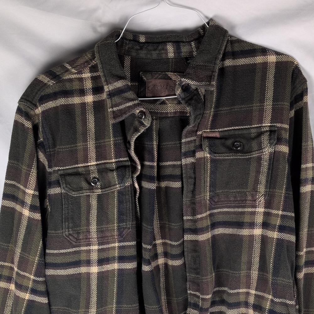 Orvis Plaid Flannel Shirt Mens M Green Brown Outdoor Workwear Button Up - Picture 2 of 4